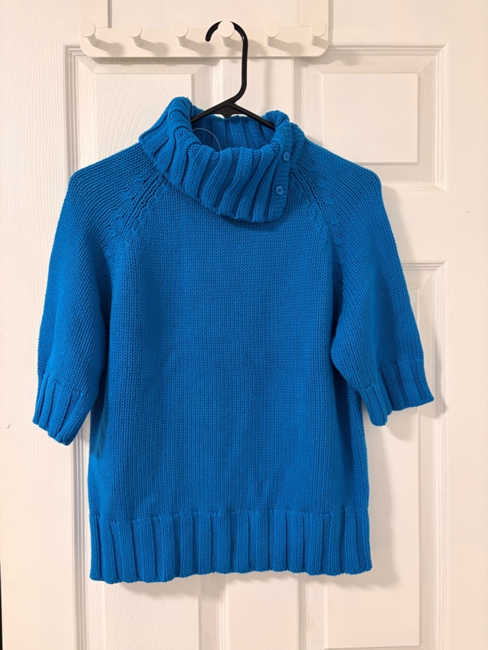 Worthington 100% Cotton Electric Blue Short-Sleeve Turtleneck Sweater